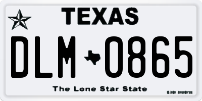 TX license plate DLM0865