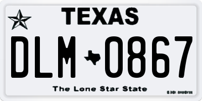 TX license plate DLM0867