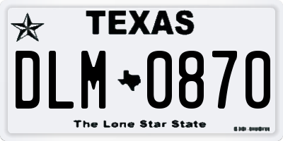 TX license plate DLM0870