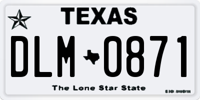 TX license plate DLM0871