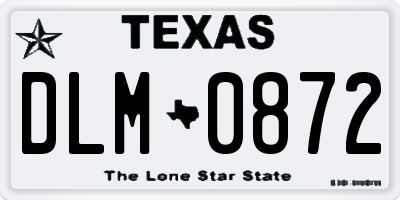 TX license plate DLM0872