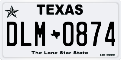 TX license plate DLM0874