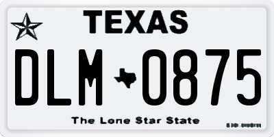 TX license plate DLM0875
