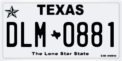 TX license plate DLM0881