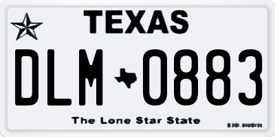 TX license plate DLM0883