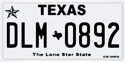 TX license plate DLM0892