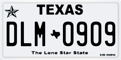 TX license plate DLM0909