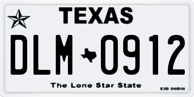 TX license plate DLM0912