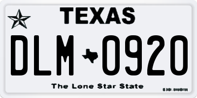 TX license plate DLM0920