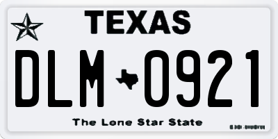 TX license plate DLM0921