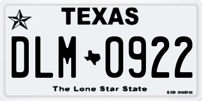 TX license plate DLM0922