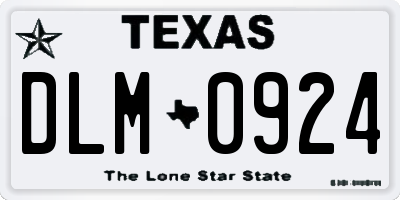 TX license plate DLM0924