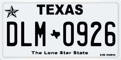 TX license plate DLM0926