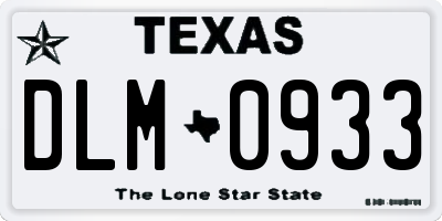 TX license plate DLM0933