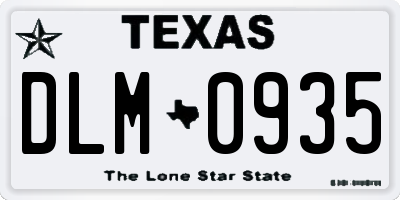 TX license plate DLM0935
