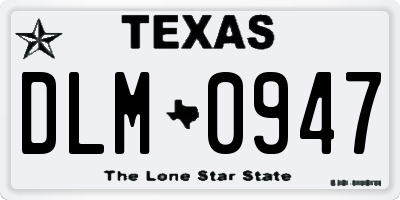 TX license plate DLM0947