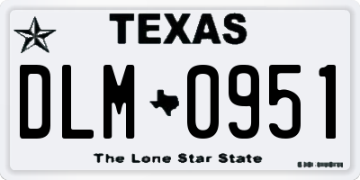 TX license plate DLM0951