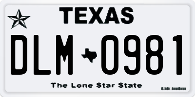 TX license plate DLM0981