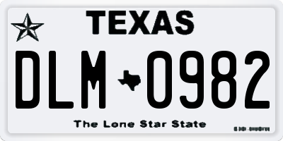 TX license plate DLM0982