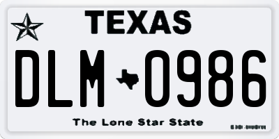 TX license plate DLM0986