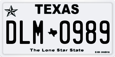 TX license plate DLM0989