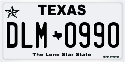 TX license plate DLM0990