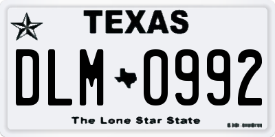 TX license plate DLM0992