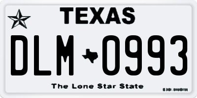 TX license plate DLM0993