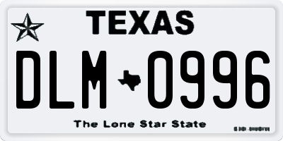 TX license plate DLM0996