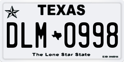 TX license plate DLM0998
