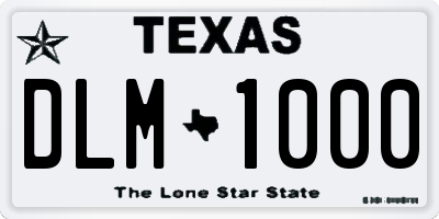 TX license plate DLM1000