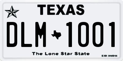 TX license plate DLM1001