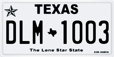 TX license plate DLM1003