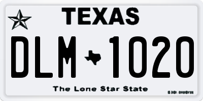 TX license plate DLM1020