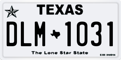 TX license plate DLM1031