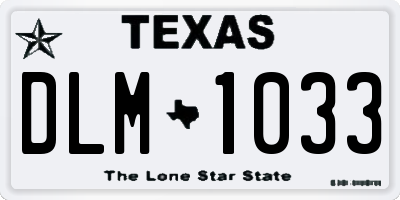 TX license plate DLM1033