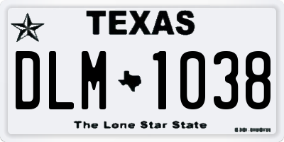 TX license plate DLM1038