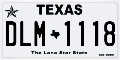 TX license plate DLM1118
