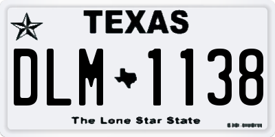 TX license plate DLM1138