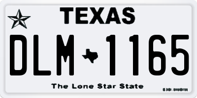 TX license plate DLM1165