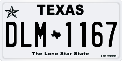 TX license plate DLM1167
