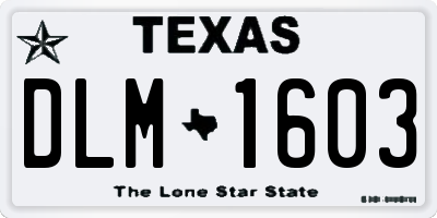 TX license plate DLM1603