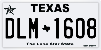 TX license plate DLM1608