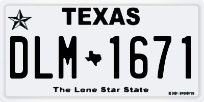 TX license plate DLM1671