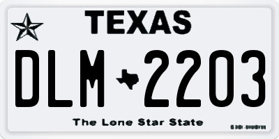 TX license plate DLM2203