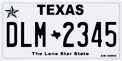 TX license plate DLM2345