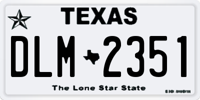 TX license plate DLM2351