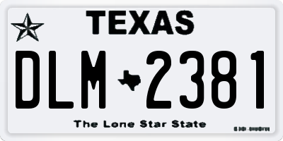 TX license plate DLM2381