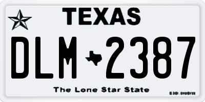 TX license plate DLM2387