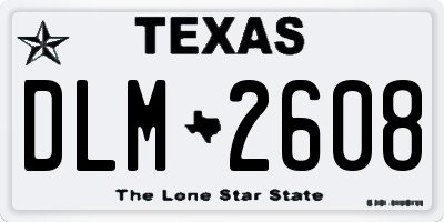TX license plate DLM2608